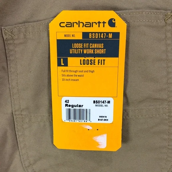 Carhartt Men’s Khaki/Tan Cargo Work Shorts,Size 42 ,Loose Fit Canvas - Picture 4 of 17